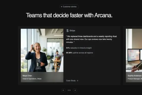 Preview of Interactive Dark Mode Testimonial Slider