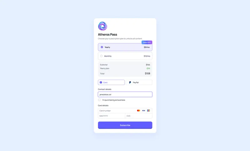 Preview of Checkout Form