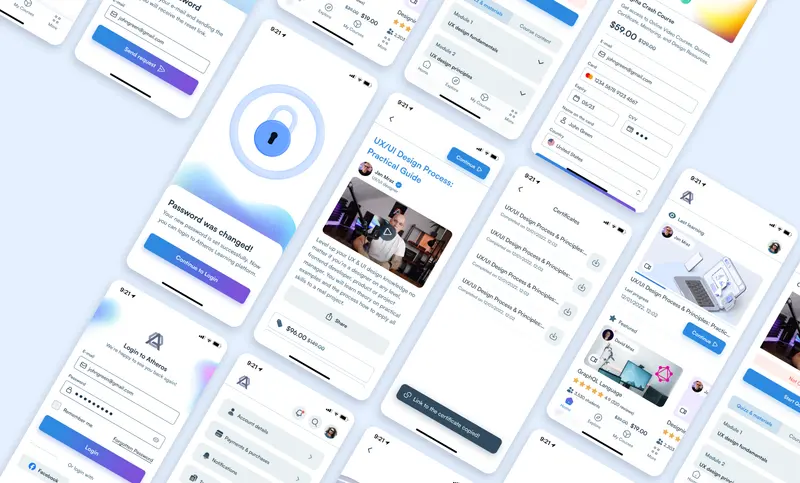 Preview of E-learning Mobile App Template