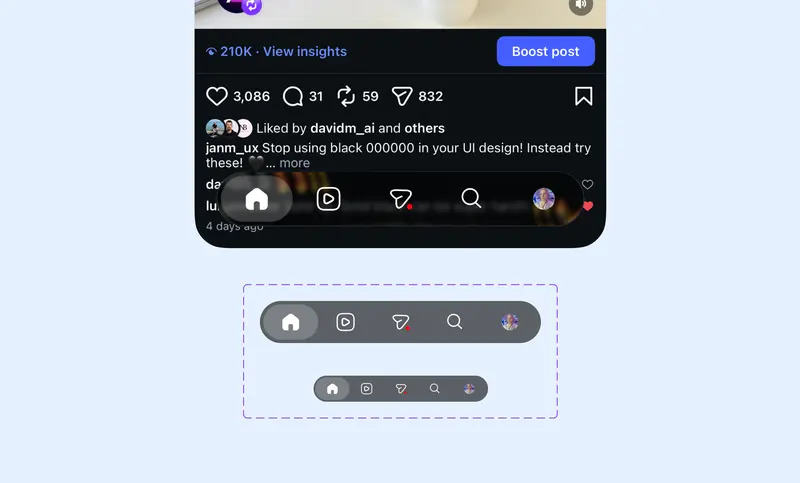Preview of Instagram-Inspired Glass Tab Bar