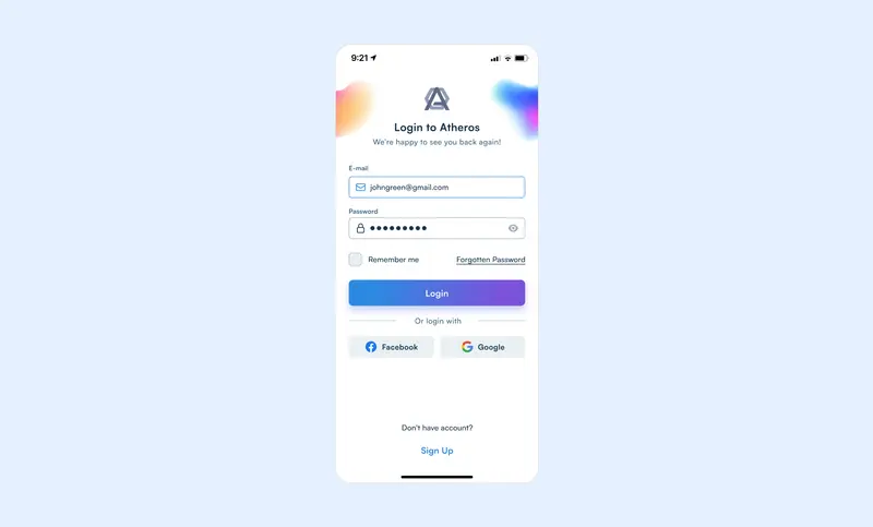 Preview of iOS App Login Screen