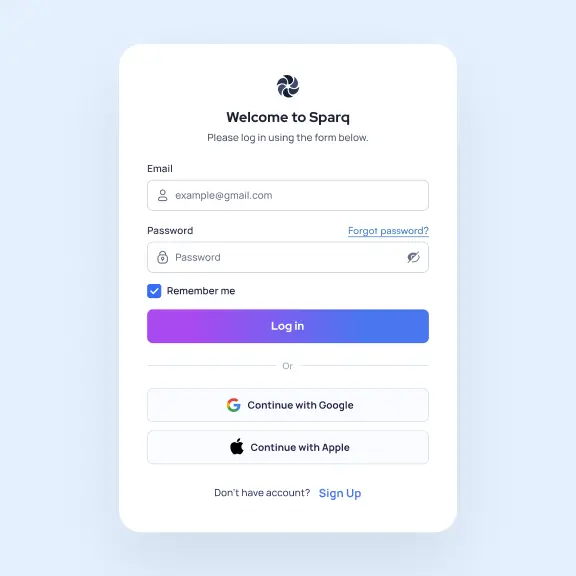 Preview of Login Form