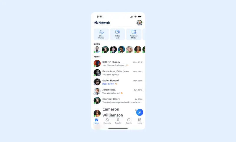 Preview of Messaging App Home Screen