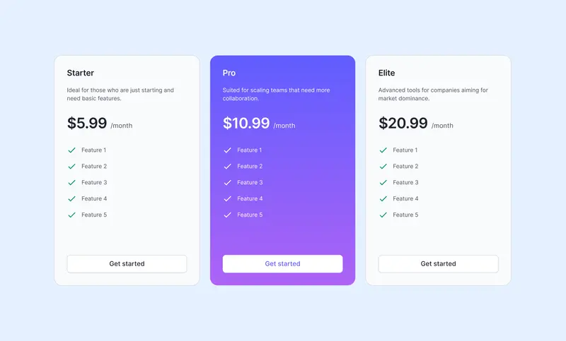 Preview of Pricing Cards 1