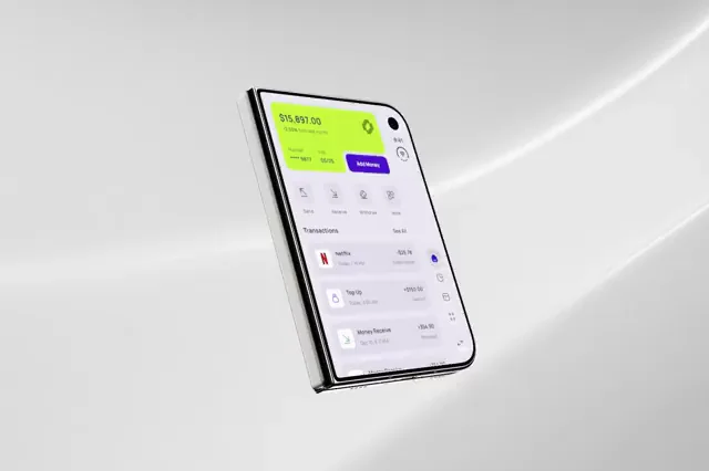 Preview of iPhone Duo fintech app screens