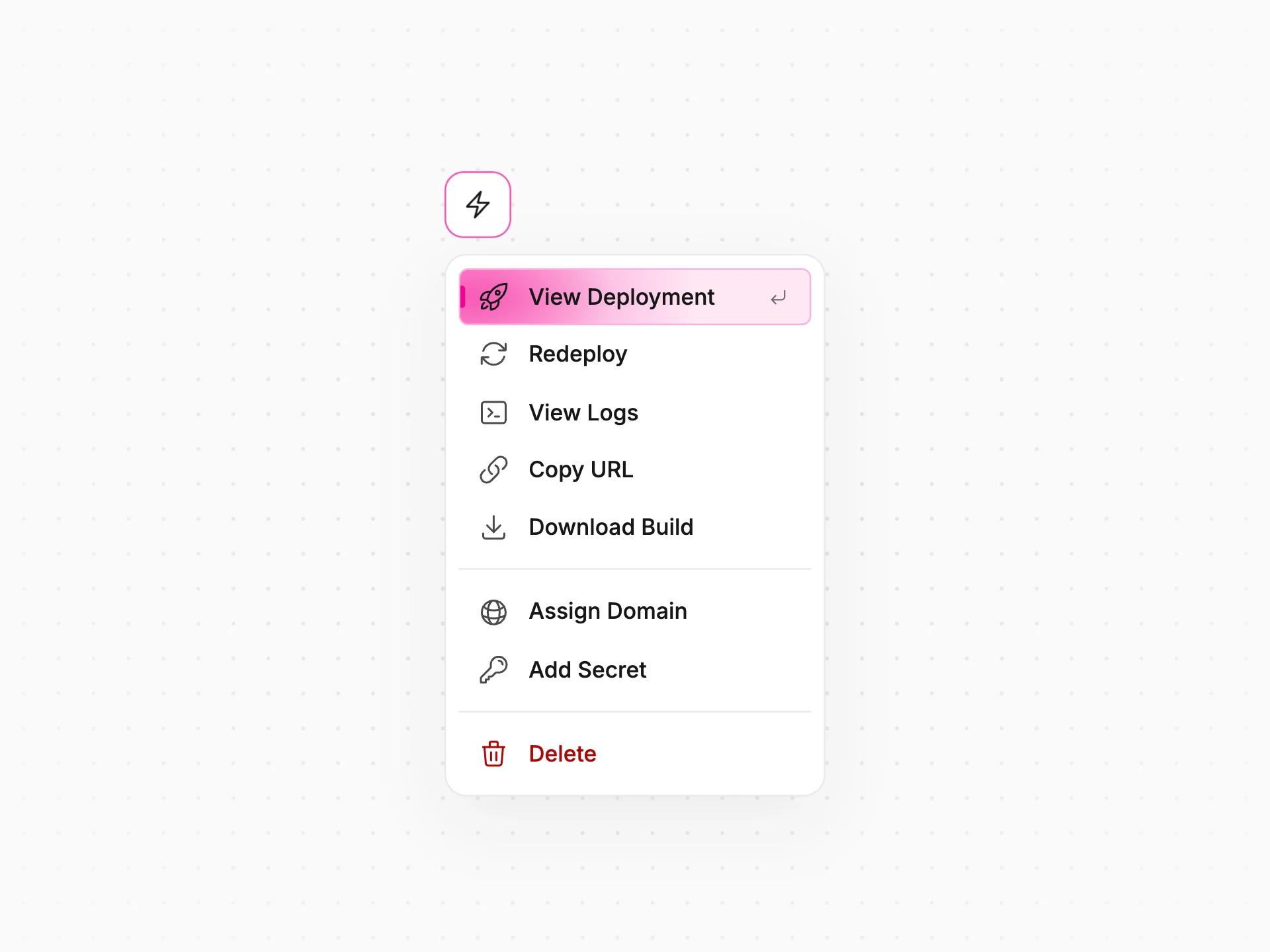 Action Menu preview