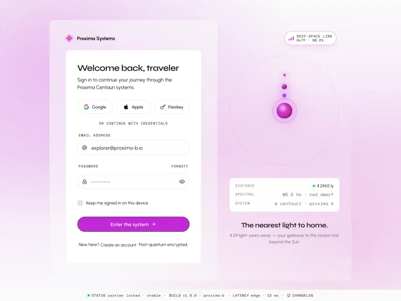 Preview of Login — Proxima