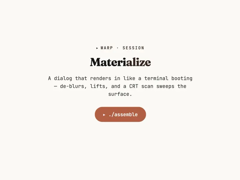 Preview of Modal — Materialize