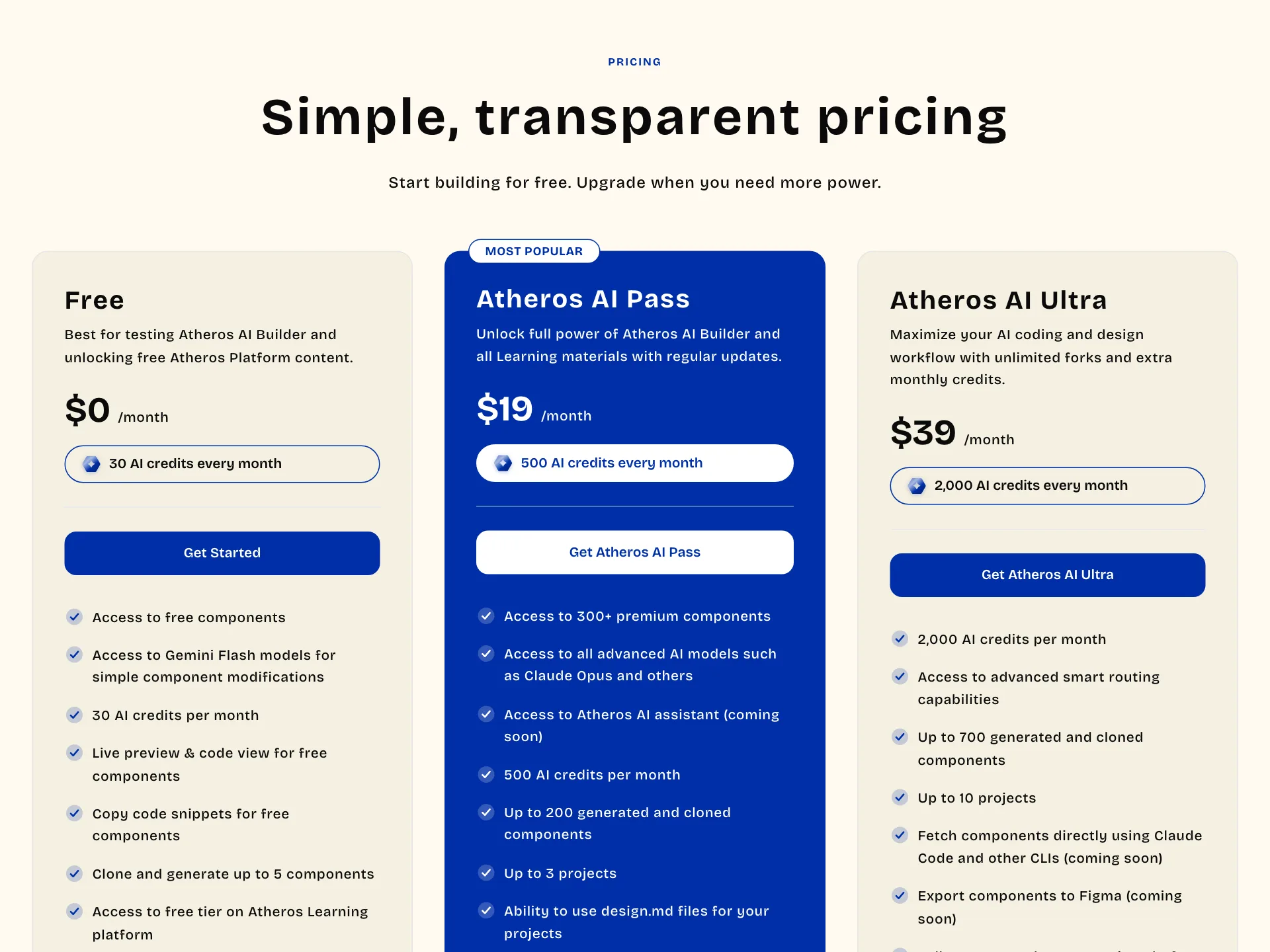 Pricing Cards preview