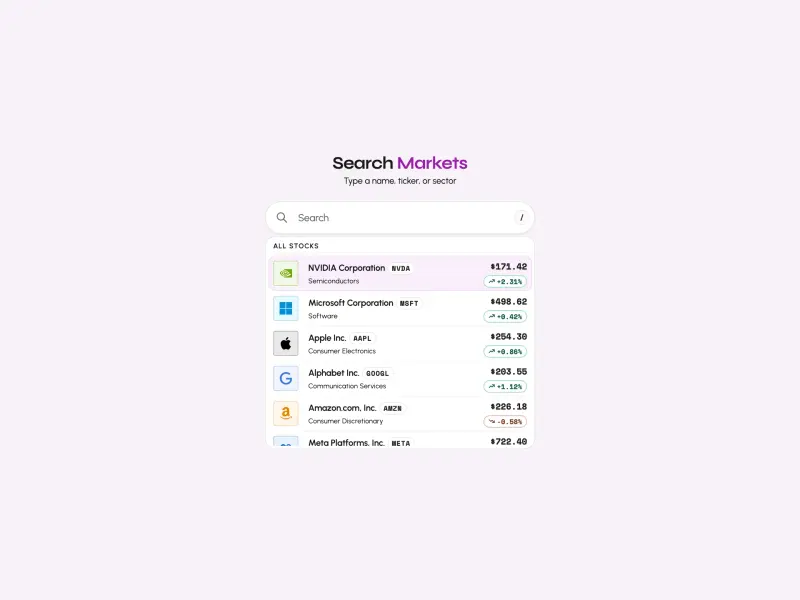 Preview of Stock Search