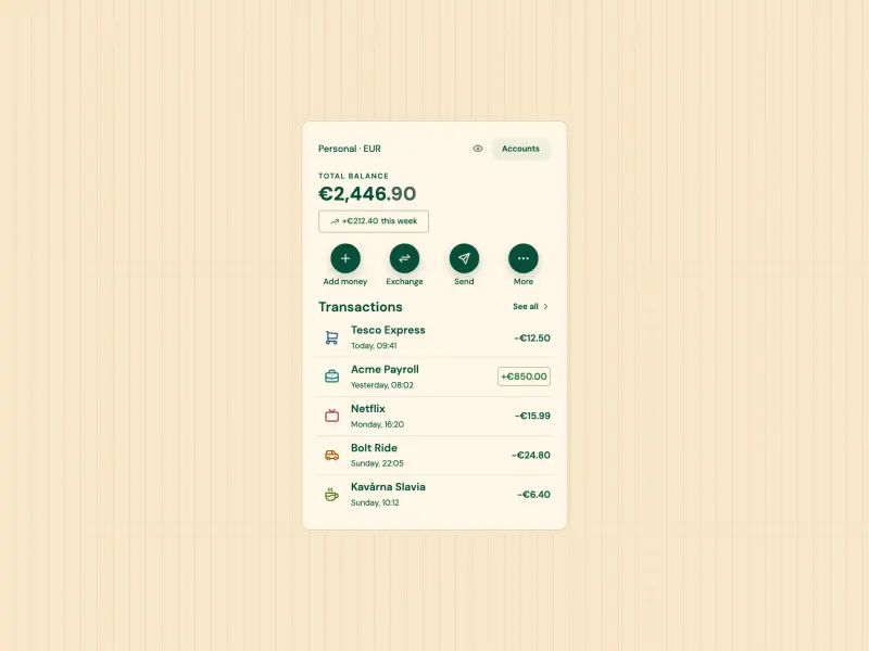 Preview of Wallet Balance